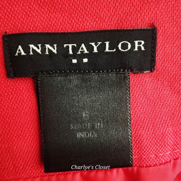 Ann Taylor Polished Cotton Red Pencil Skirt 6 Professional Career Preppy Classic - Picture 4 of 6